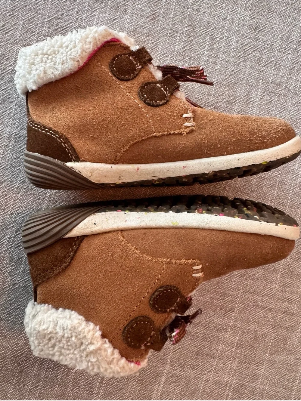 Merrell Bare Steps Kids Winter Boots US 7.5 Leather Suede Upper Faux Fur Ankle